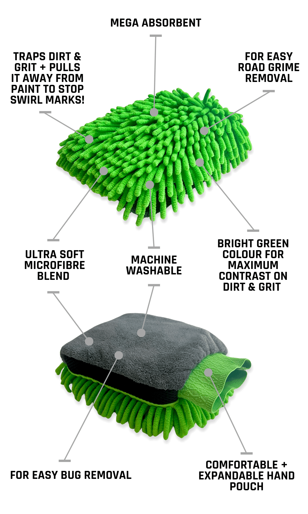 FlexiFibre™ Dual Side Microfibre Noodle Mitt — 4WDetail PTY LTD